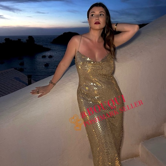 BLOGGERS FAV ZARA GOLD MESH SLIP DRESS - Picture 8 of 13